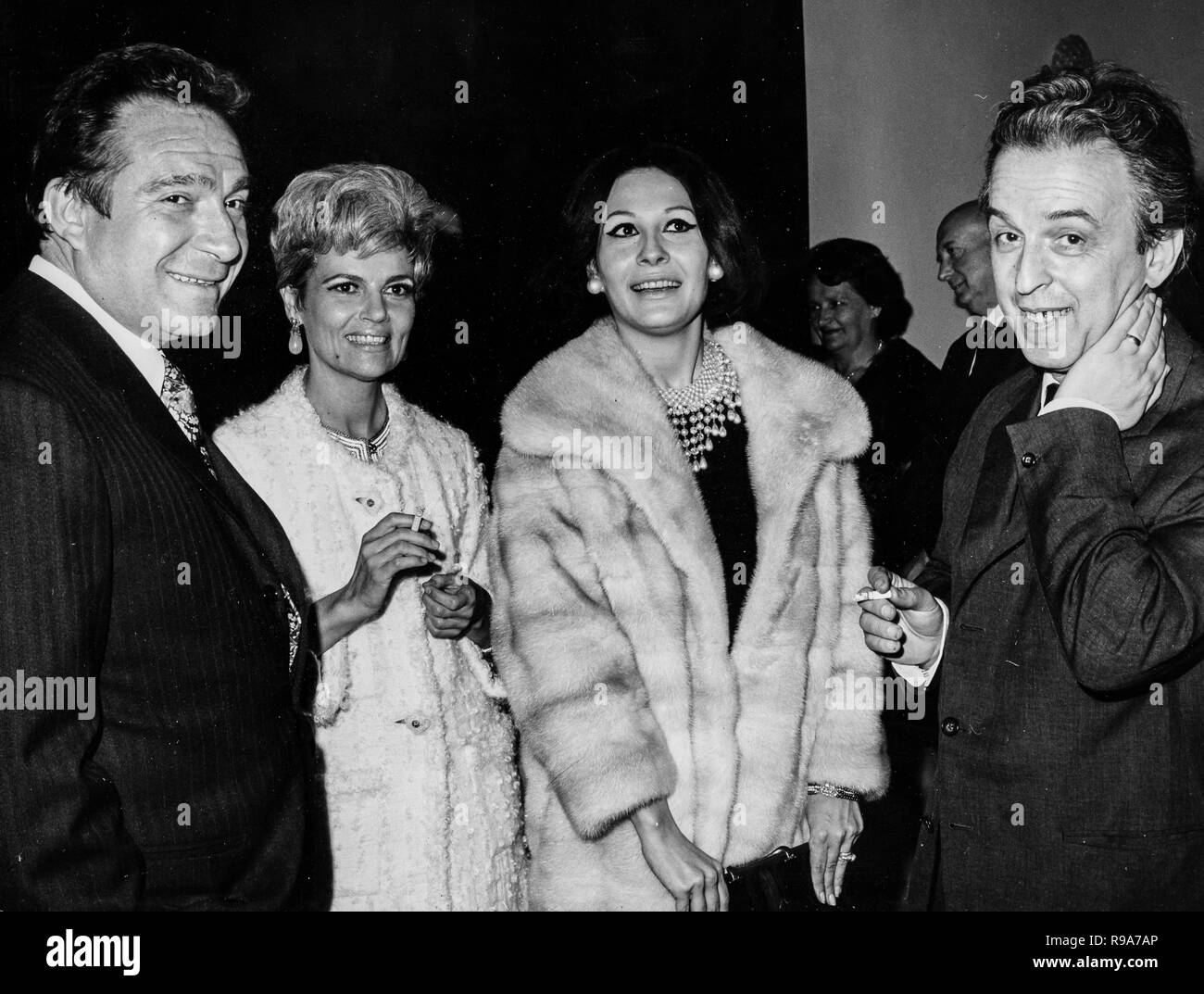 ugo tognazzi, esmeralda ruspoli, franca bettoja, jan kadar, rome, 1967 Stock Photo