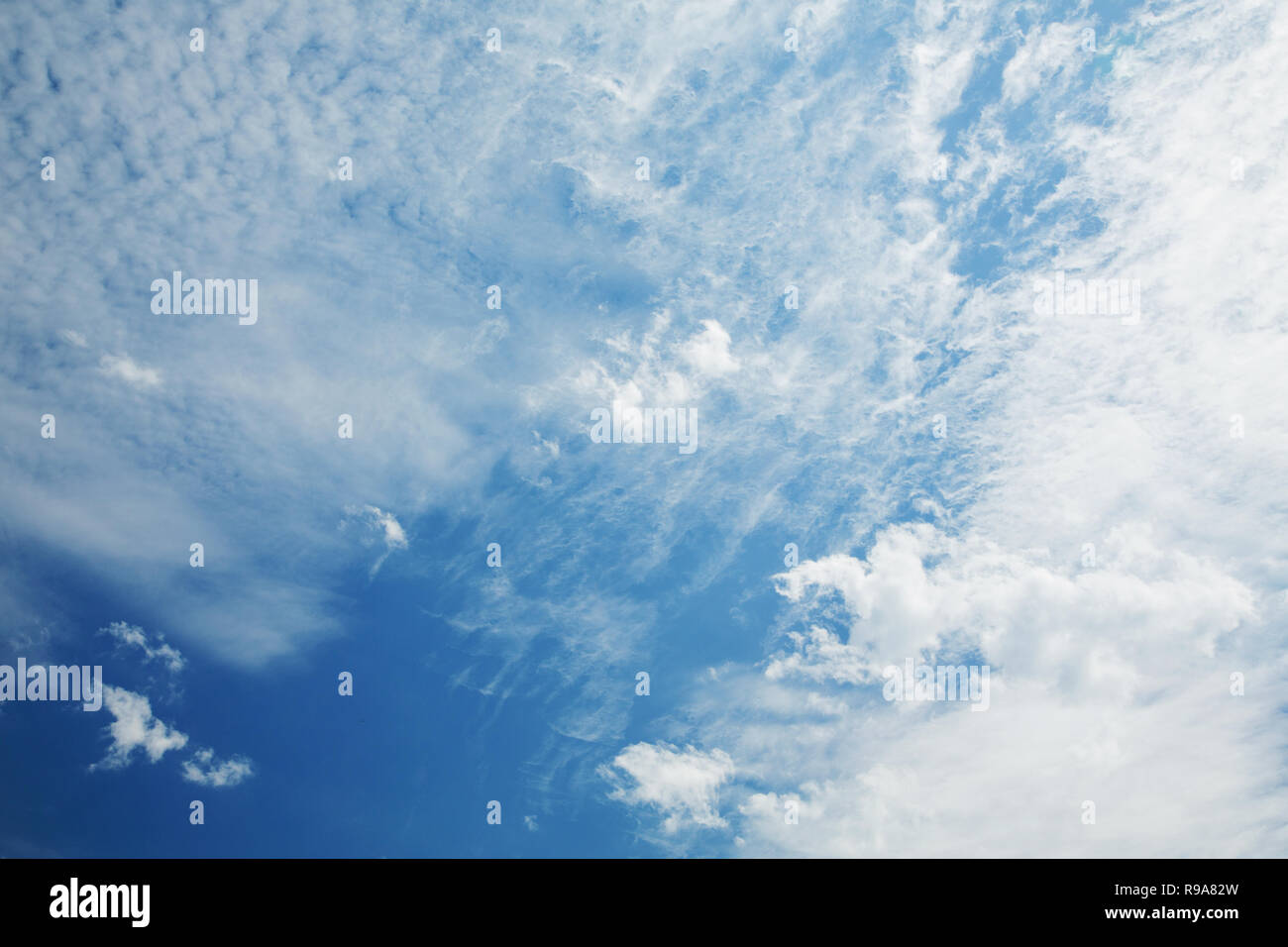 high cirrus clouds against the blue sky Stock Photo