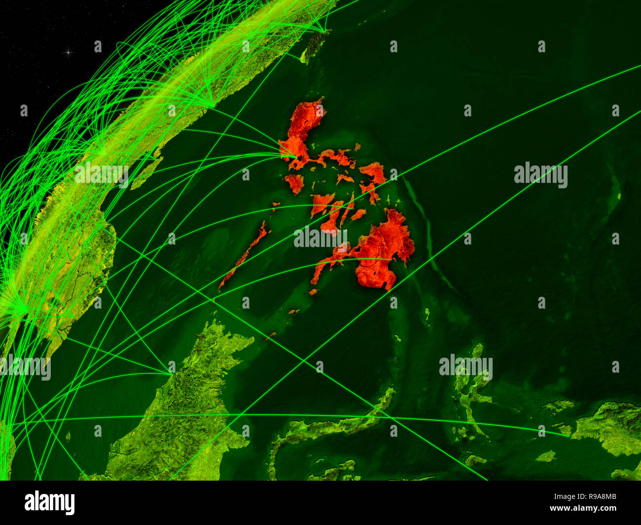 Philippines on model of green planet Earth with international networks ...