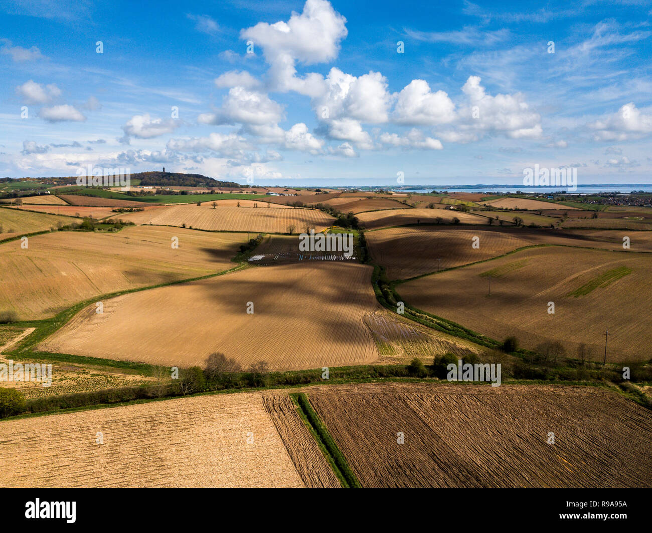 Aerial view over fields near Comber, Co. Down,  Northern Ireland Stock Photo