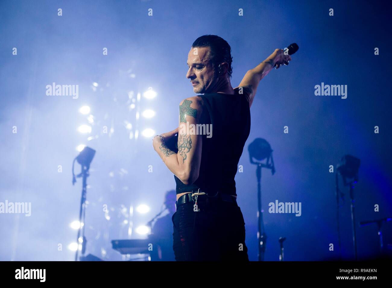 January 11, 2018 - The British synth rock and synth pop group Depeche Mode  live on their Global Spirit Tour at the Barclaycard Arena in Hamburg.  Singer and frontman Dave Gahan enjoys