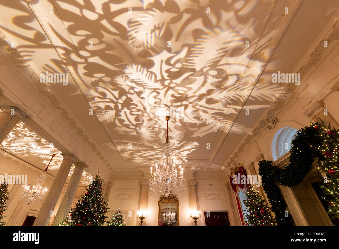 Special Christmas Lighting Decorates The Ceiling In The Grand