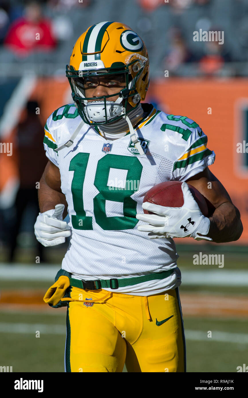 Chicago, Illinois, USA. 16th Dec, 2018. - Packers #18 Randall Cobb in  action before the NFL Game between the Green Bay Packers and Chicago Bears  at Soldier Field in Chicago, IL. Photographer: