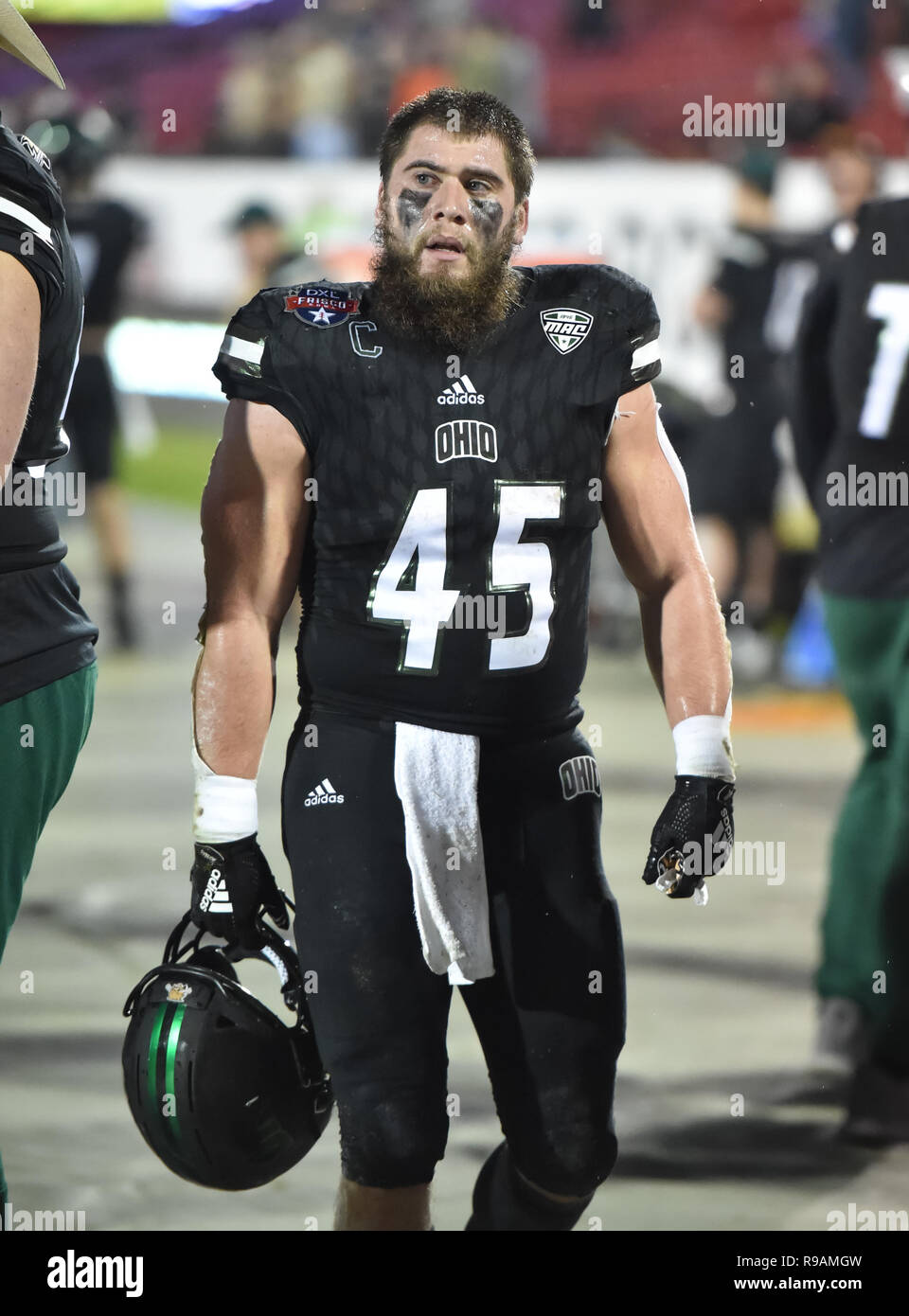 Frisco, TX, USA. 19th Dec, 2018. Ohio University Bobcat running back A.J.  Ouellette (45) in action at the NCAA football Frisco Bowl game between the  Ohio Bobcats and the San Diego State