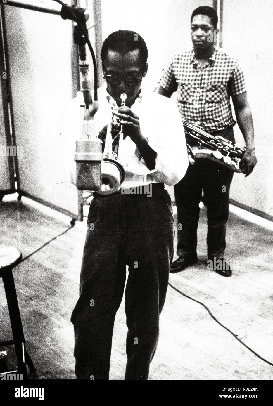 Miles Davis with John Coltrane. Columbia Records NYC, 1958. Stock Photo