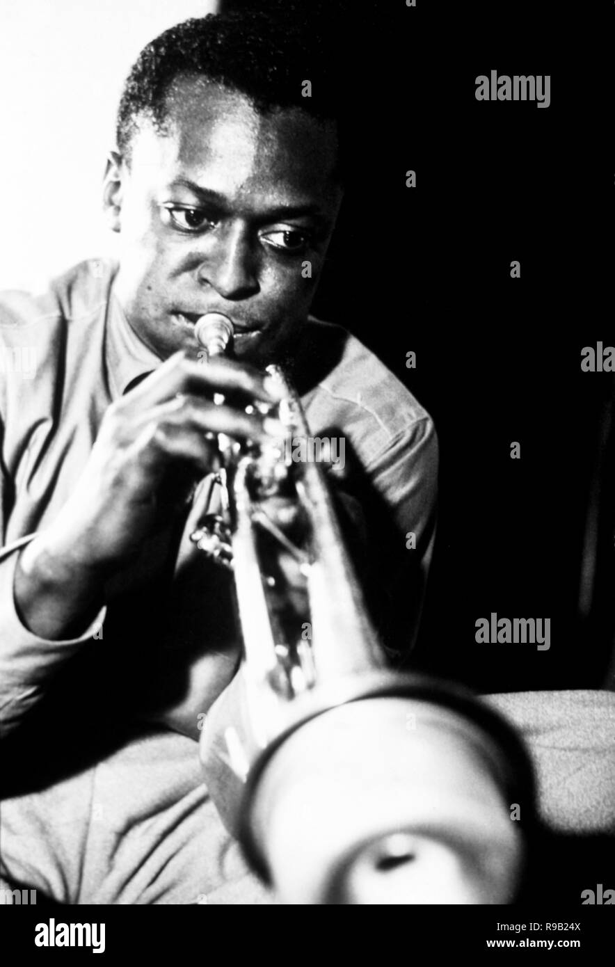 Miles Davis playing trumpet. Stock Photo