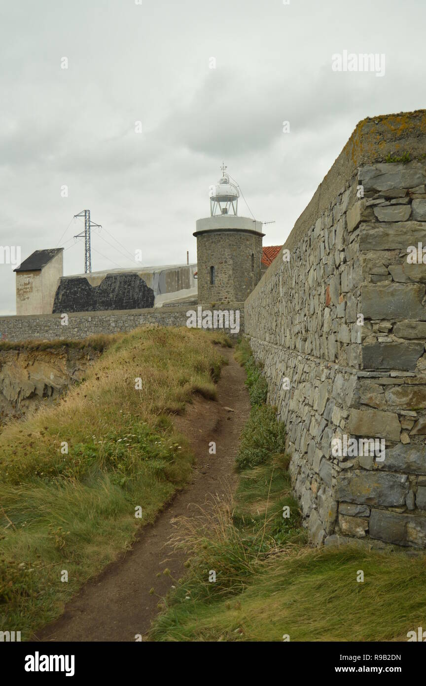 Beautiful Lighthouse At Cape De Vidio. July 30, 2015. Landscapes, Nature, Travel. Cudillero, Asturias, Spain. Stock Photo