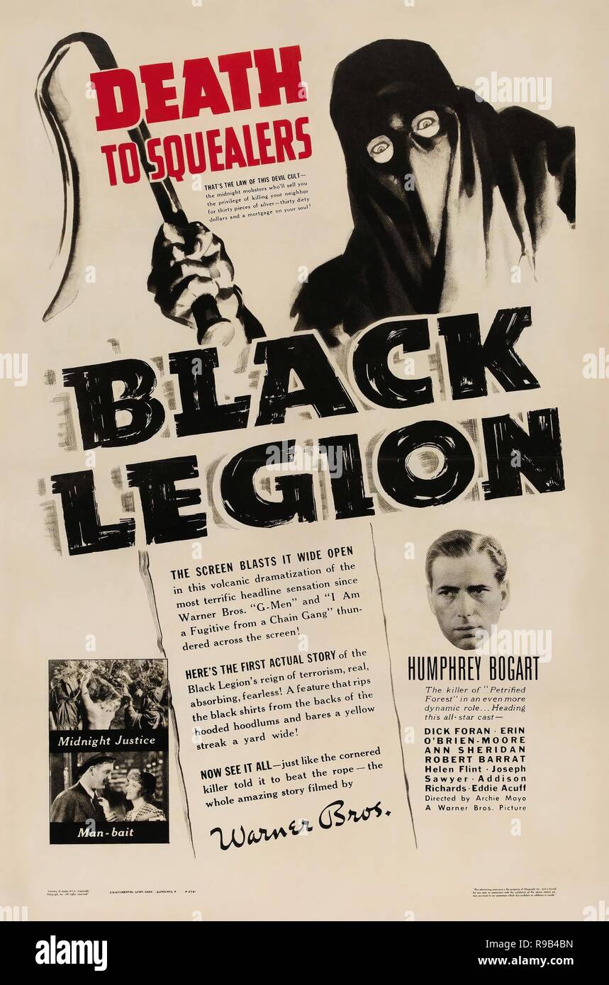 Original film title: BLACK LEGION. English title: BLACK LEGION. Year: 1937. Director: ARCHIE MAYO. Credit: WARNER BROTHERS / Album Stock Photo