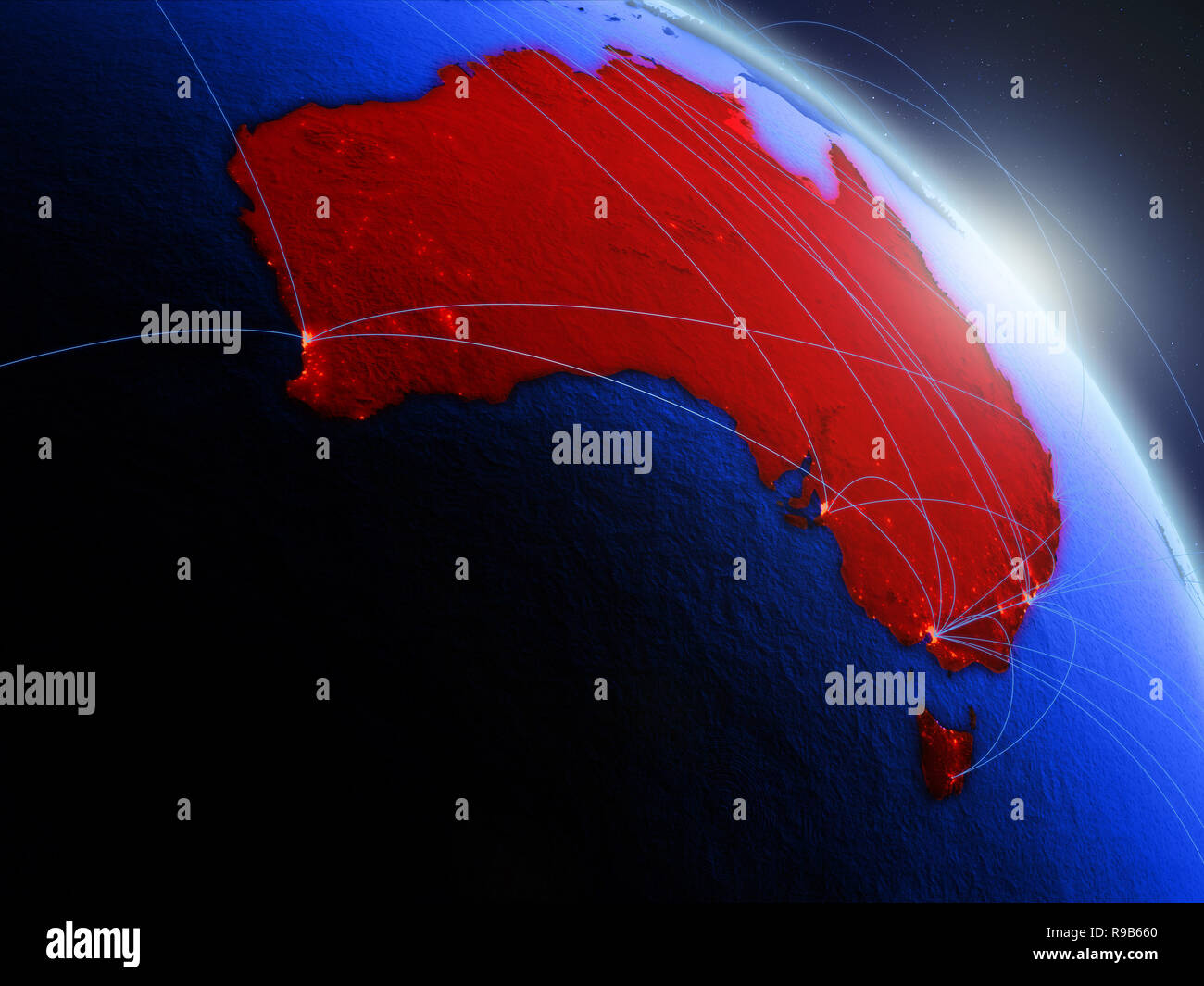 Australia from space on model of blue digital planet Earth. Concept of ...