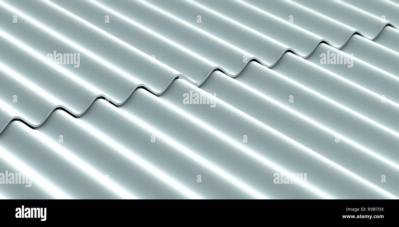 Asbestos roof.  Asbestos cement roofing sheets, corrugated panels background. 3d illustration Stock Photo