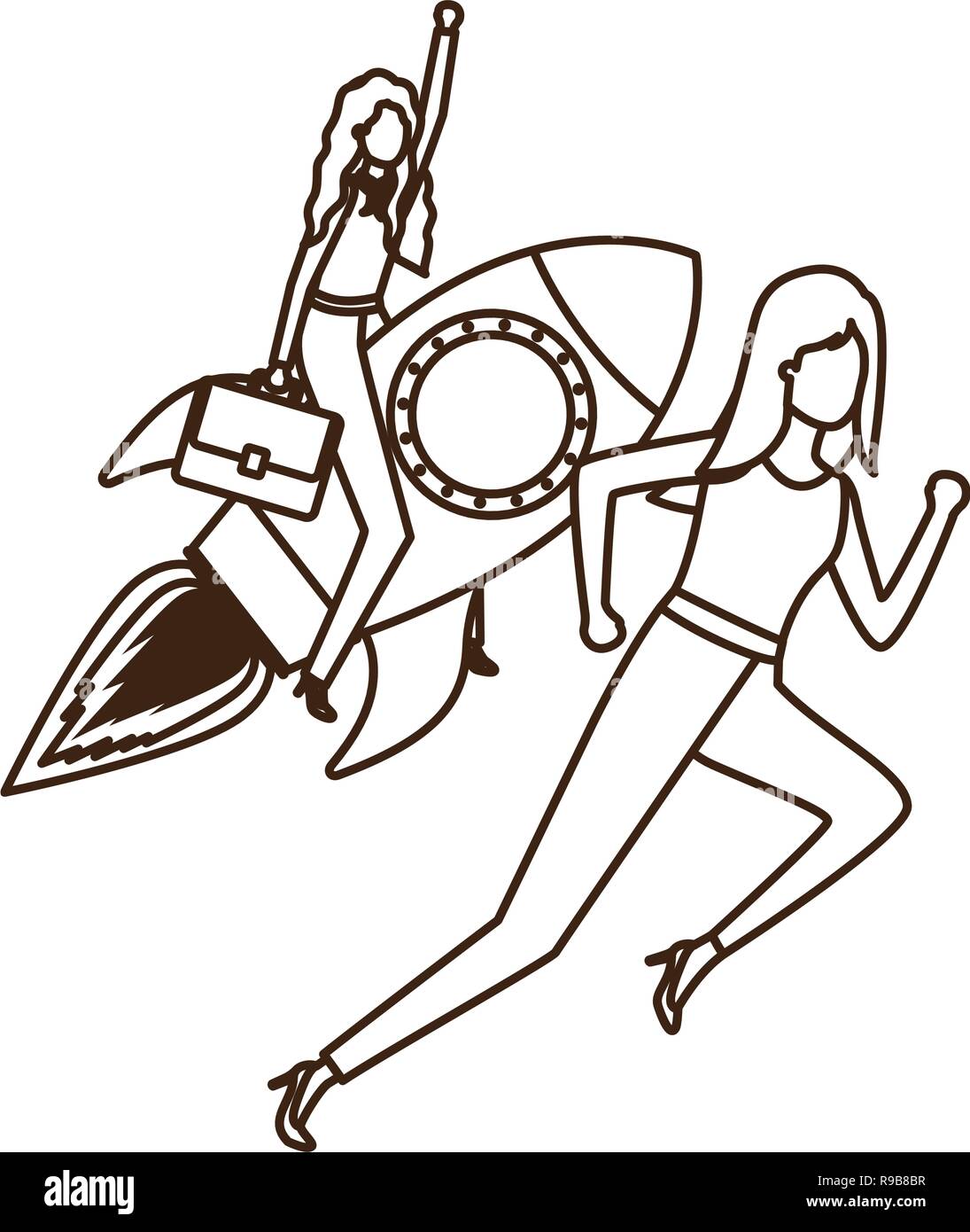 businesswomen with rocket avatar character Stock Vector Image & Art - Alamy