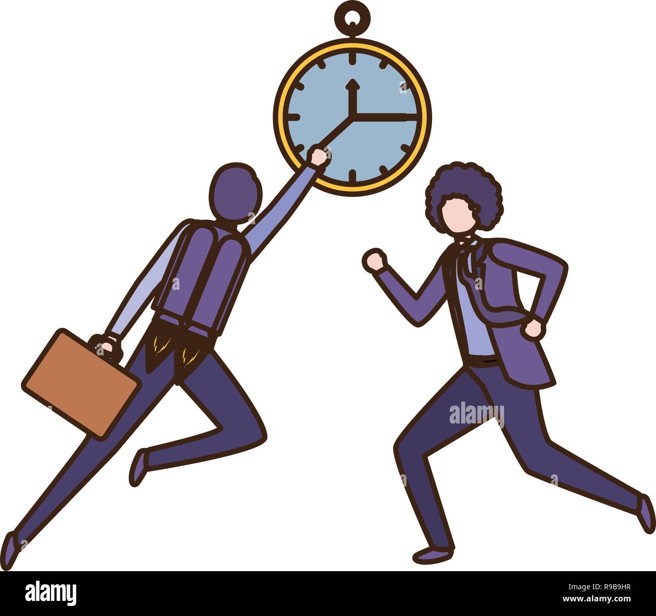 businessmen with rocket and clock avatar character Stock Vector Image ...