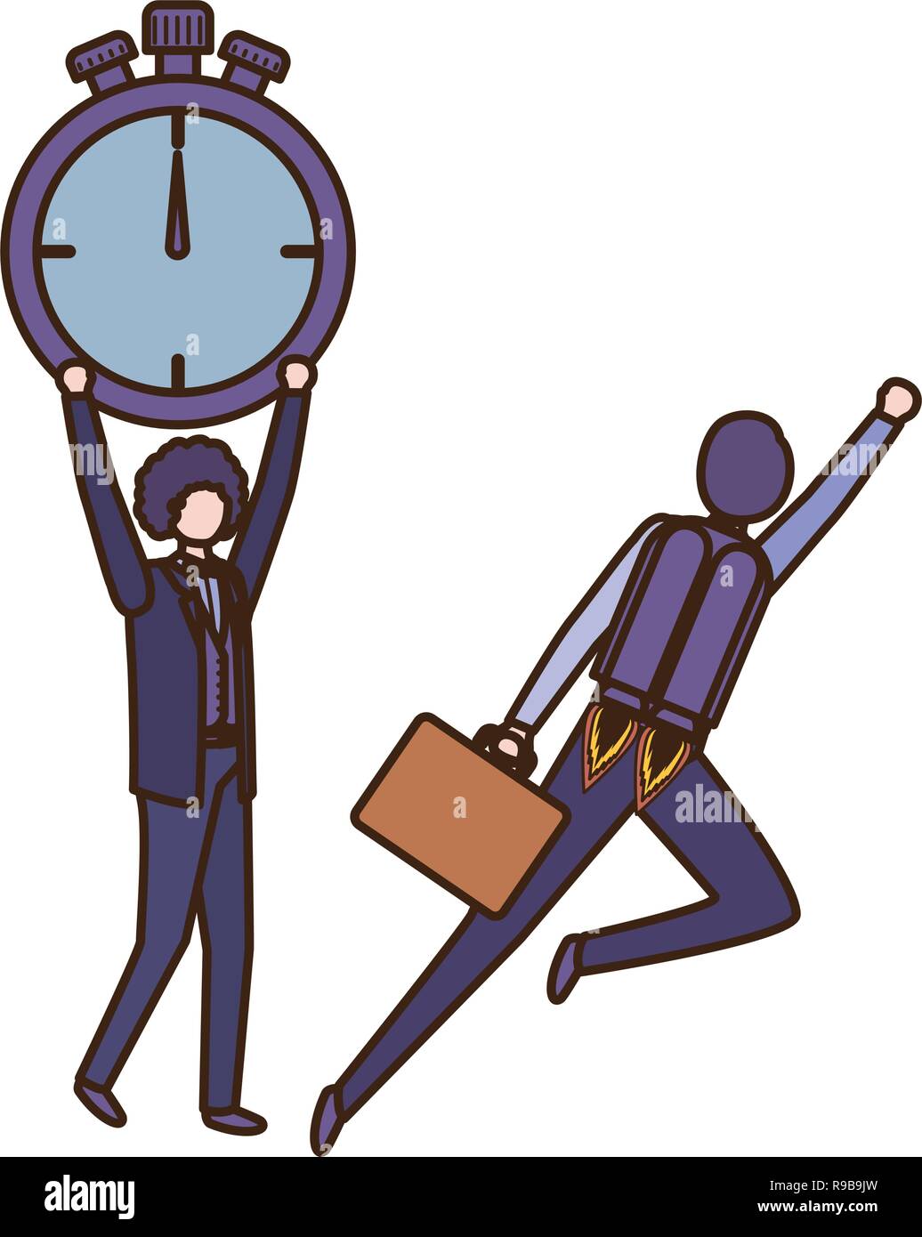 businessmen with rocket and clock avatar character Stock Vector Image ...