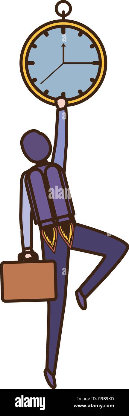 businessman on rocket and clock avatar character Stock Vector Image ...