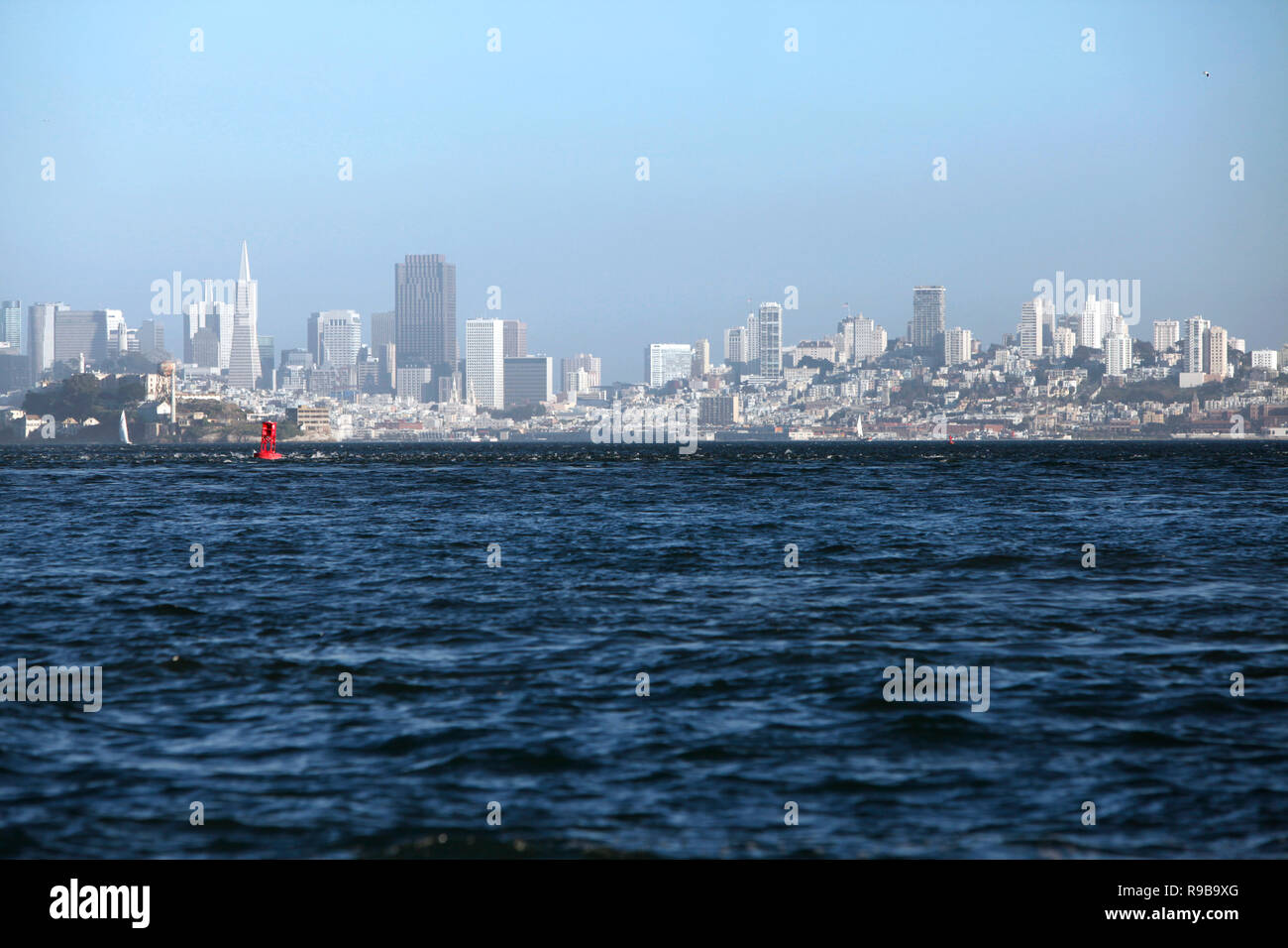 USA, California, San Francisco, the city as seen from a boat in the San Francisco Bay, Tiburon Stock Photo