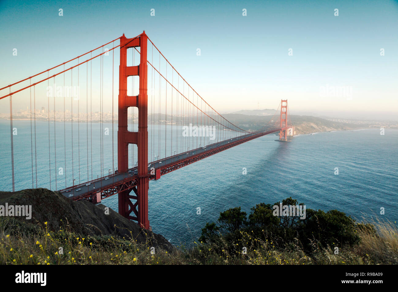 USA, California, San Francisco, the Golden Gate Bridge, view from the North end, the Marin Headlands Stock Photo