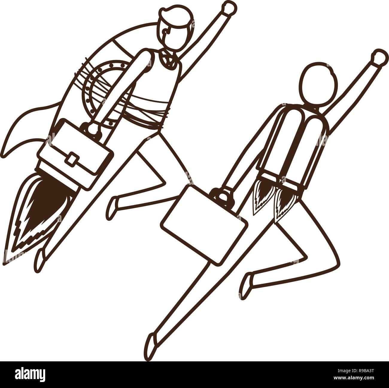 businessmen with rocket avatar character Stock Vector Image & Art - Alamy