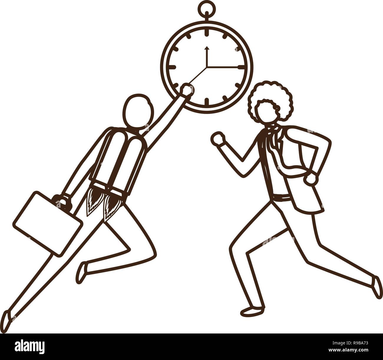 businessmen with rocket and clock avatar character Stock Vector Image ...