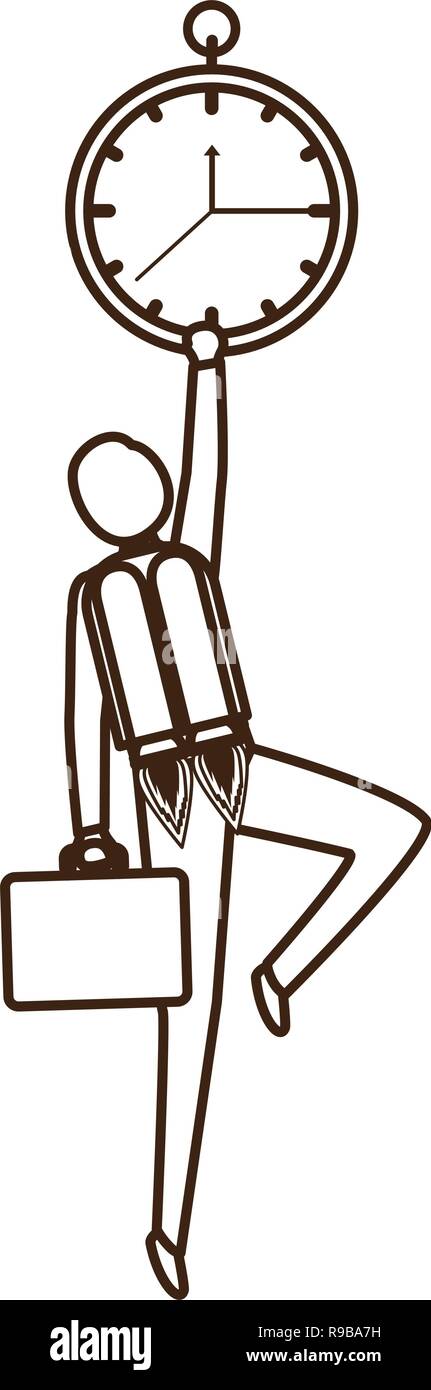 businessman on rocket and clock avatar character Stock Vector Image ...
