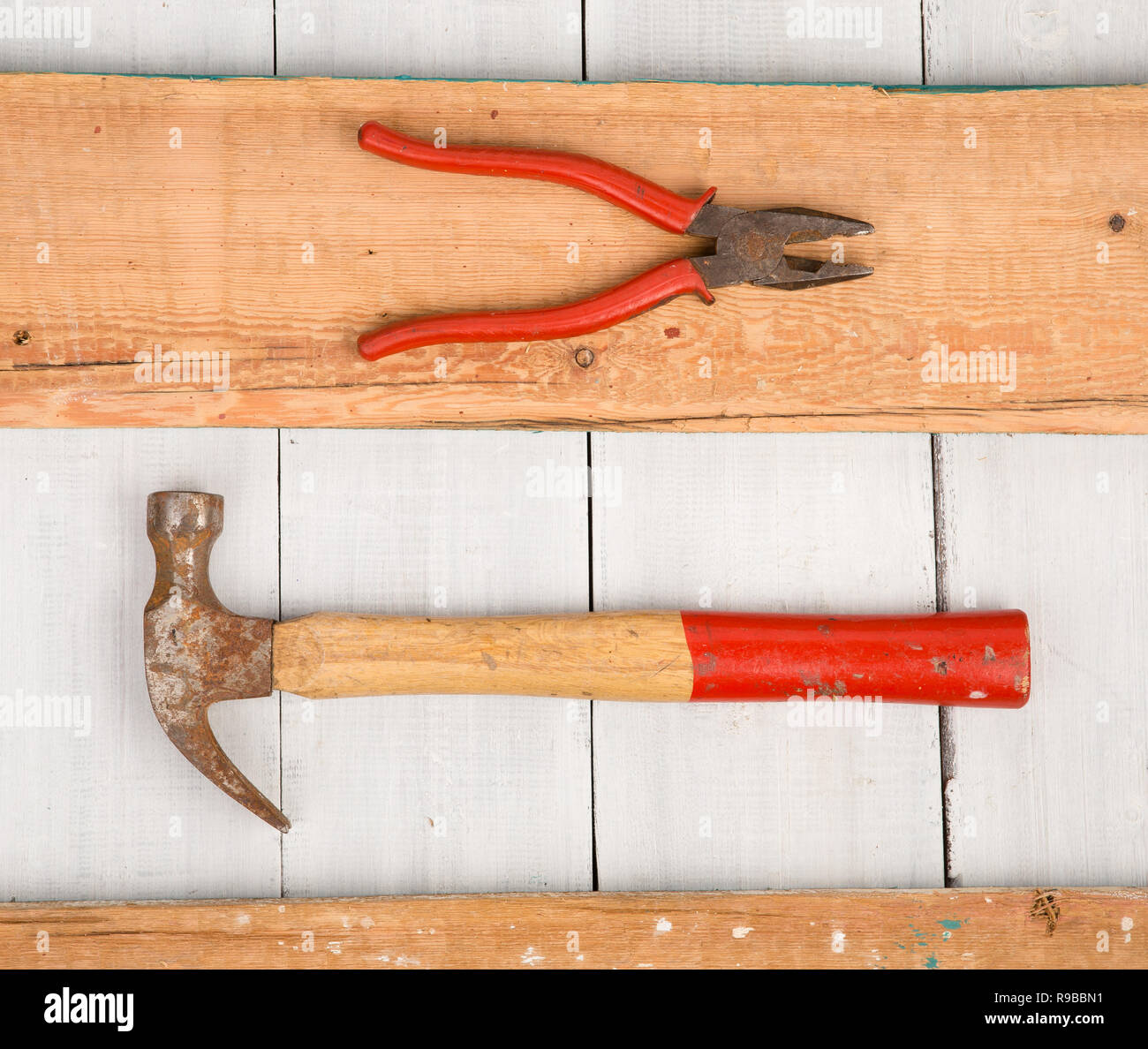 Tools construction wooden floor hi-res stock photography and images - Alamy