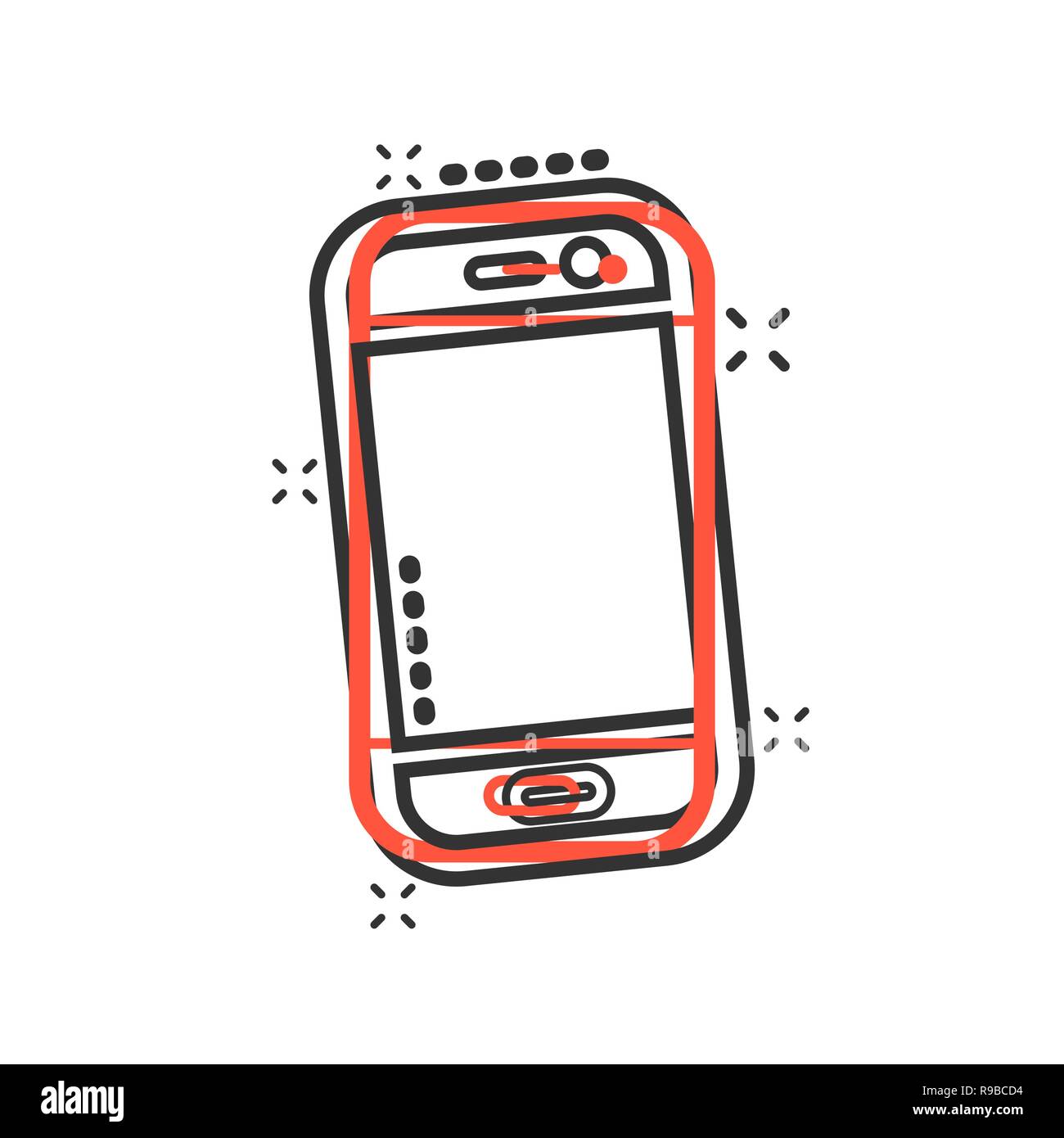 Smartphone icon in comic style. Phone handset vector cartoon ...