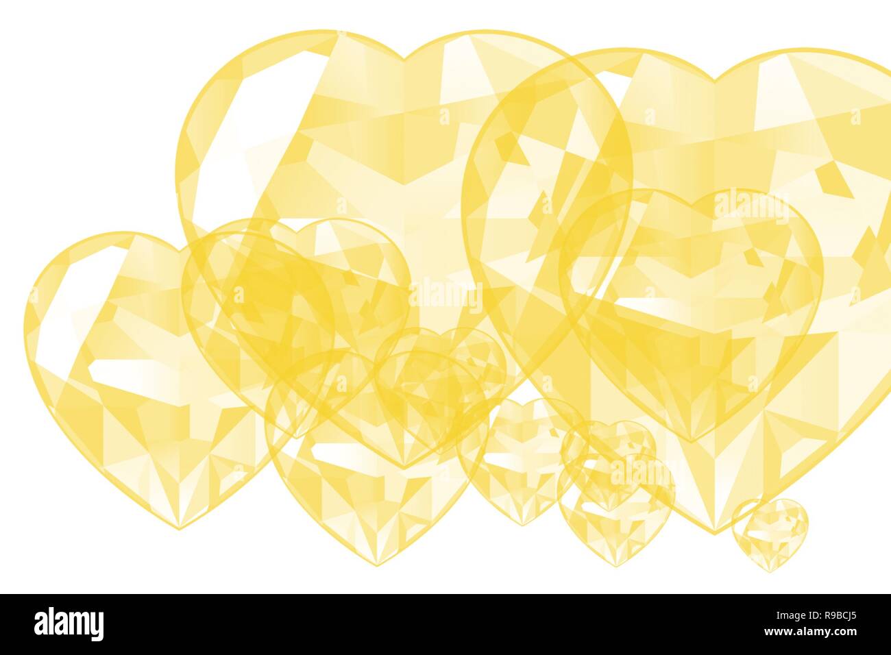golden yellow hand drawn watercolor diamond jewel hearts  background pattern Stock Photo
