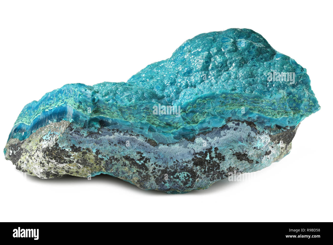 chrysocolla from Kalukuluku mine, Democratic Republic of the Congo isolated on white background Stock Photo