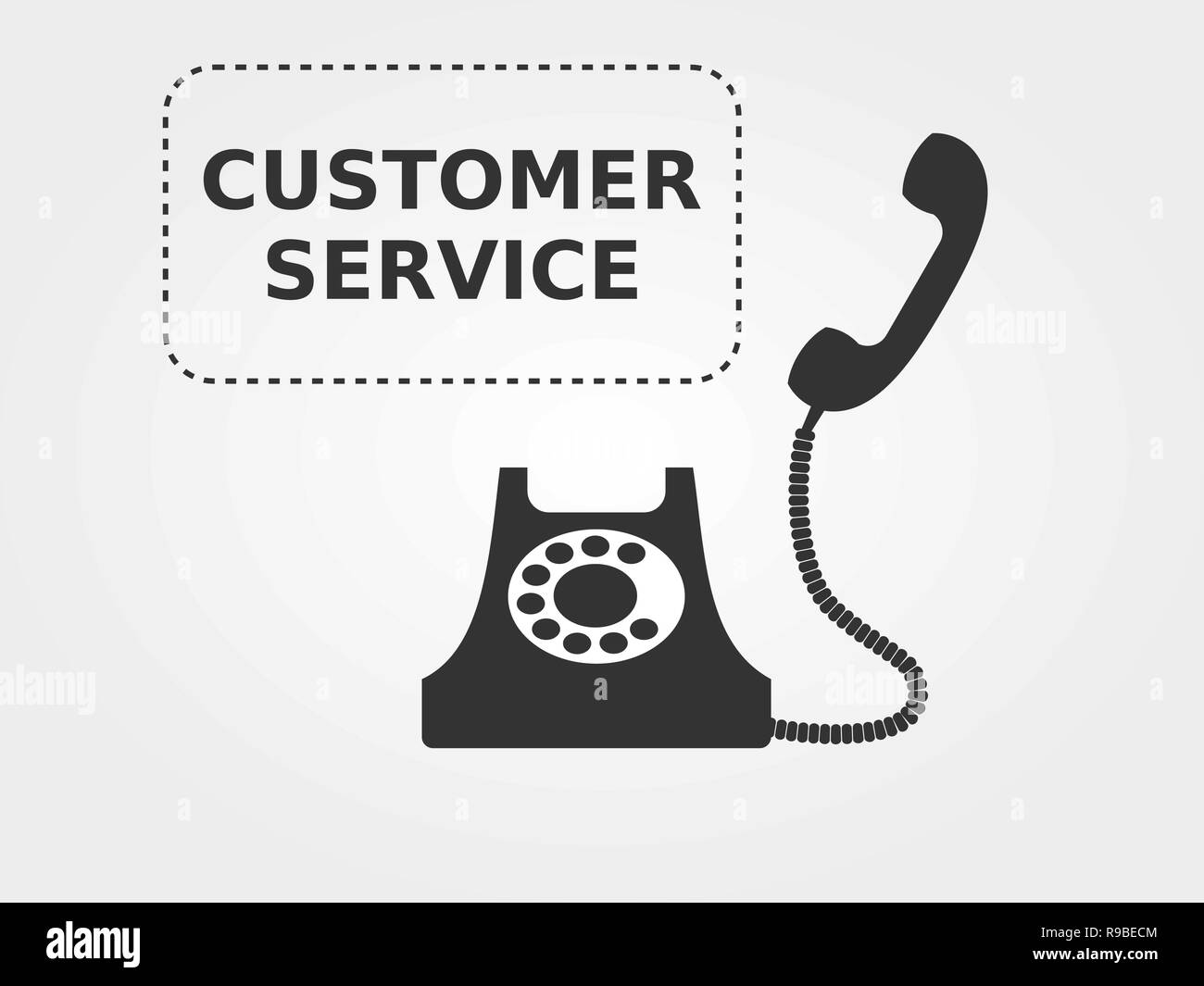 Customer service concept. Vintage phone icon with customer service text ...