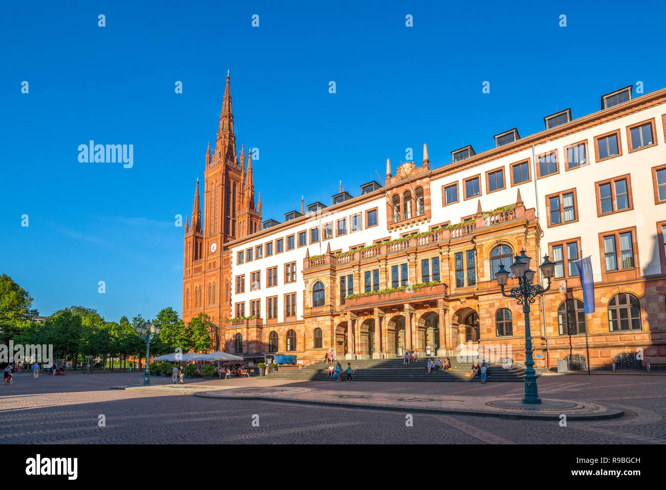 Wiesbaden, Market Church, Market, Germany Stock Photo