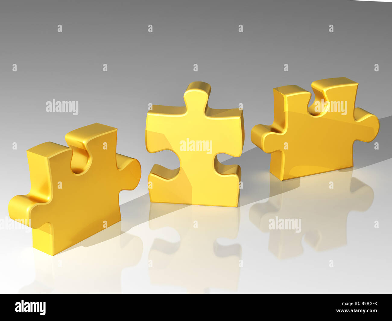 Three parts of a puzzle Stock Photo Alamy