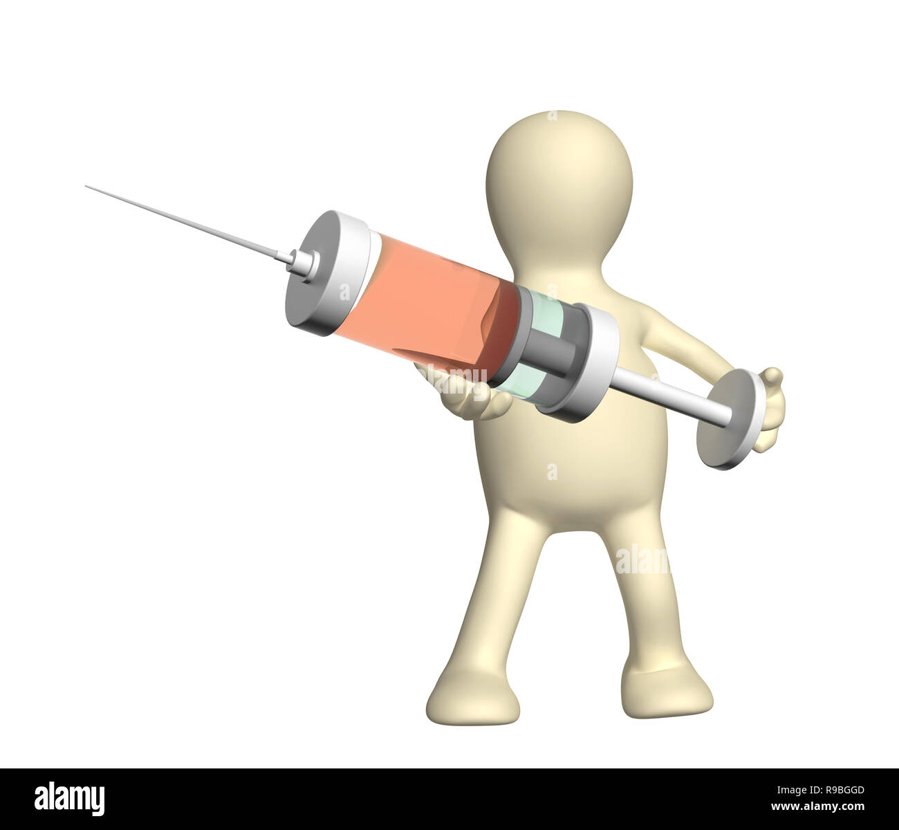 3d puppet - doctor with a syringe. Isolated on white background Stock ...