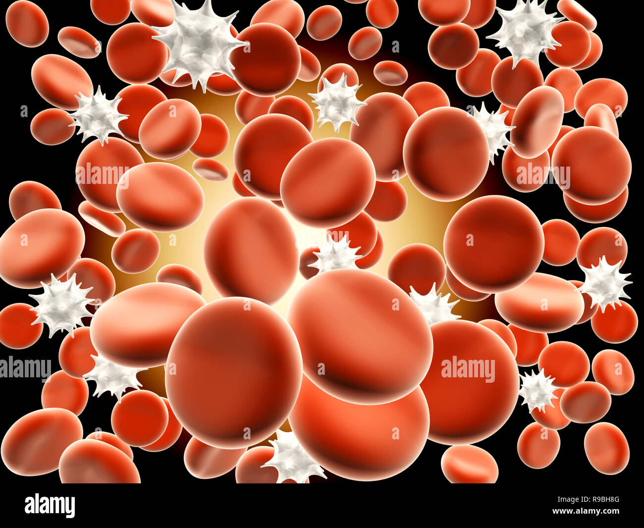 Viruses floating among erythrocytes Stock Photo Alamy