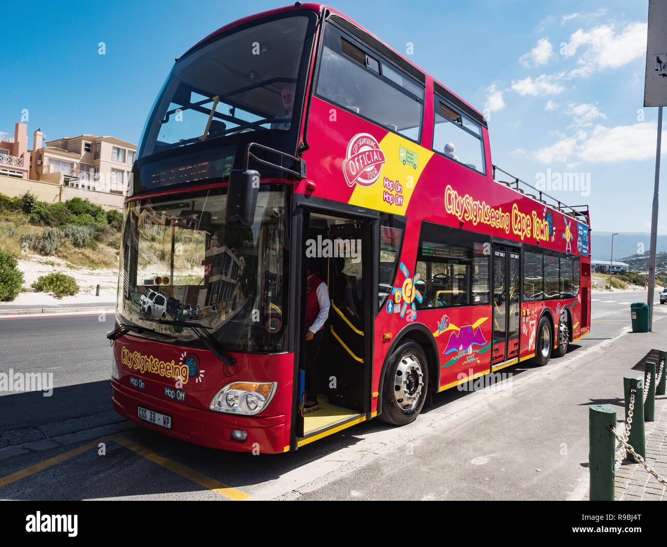 CAPE TOWN, SOUTH AFRICA -DEC 14, 2018. Cape Town City Tours - Hop on hop off tour bus that travels through the city and along the coastlines in Cape T Stock Photo