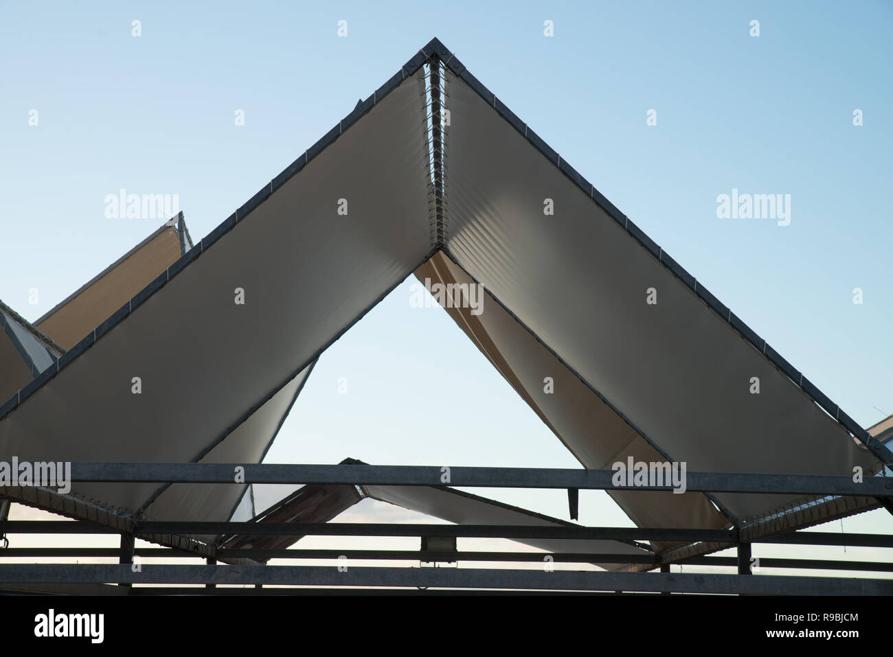 Aluminium roof top in triangular and pyramidal shapes Stock Photo - Alamy