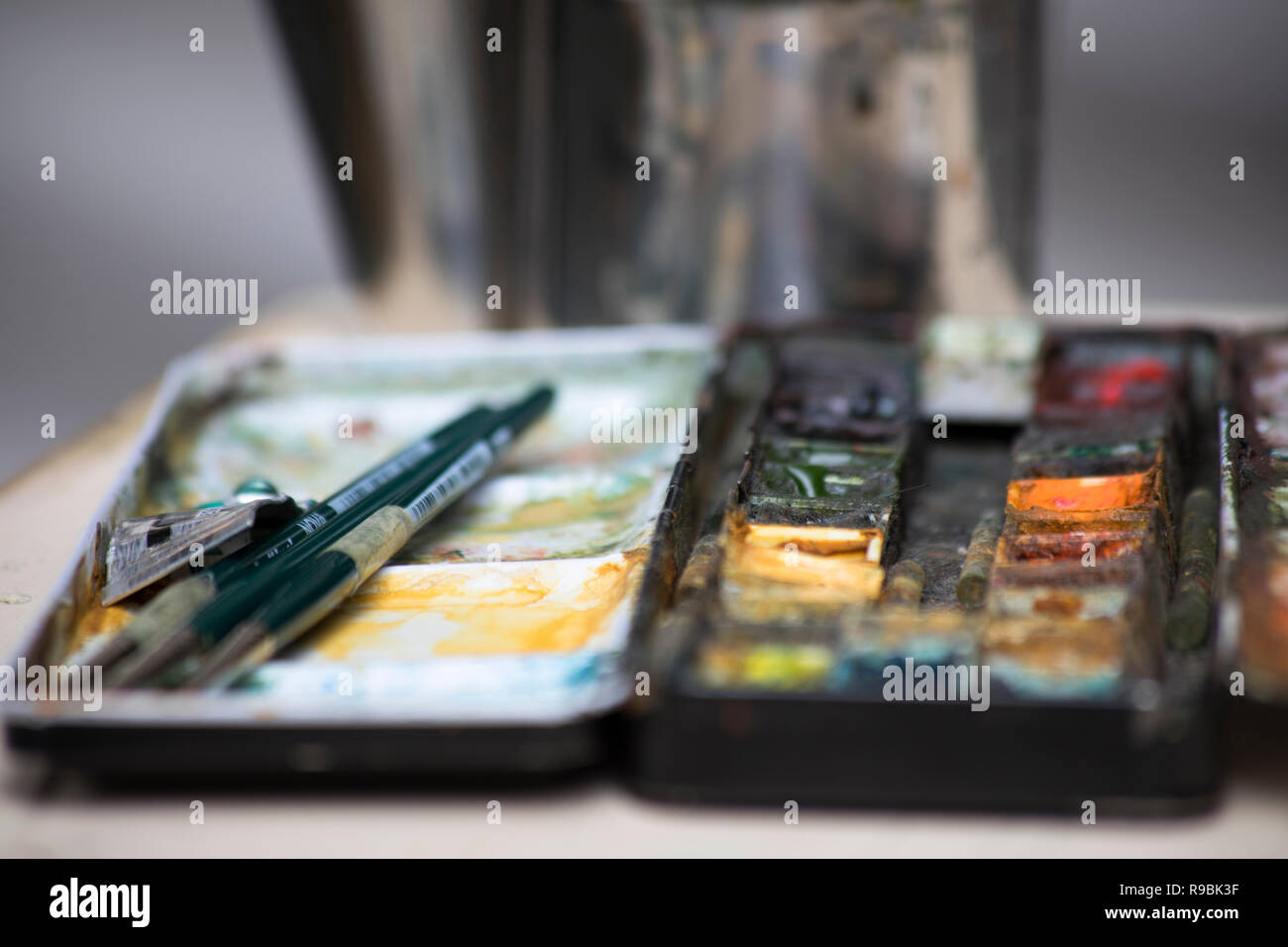 Artist watercolour media painting theme Stock Photo Alamy