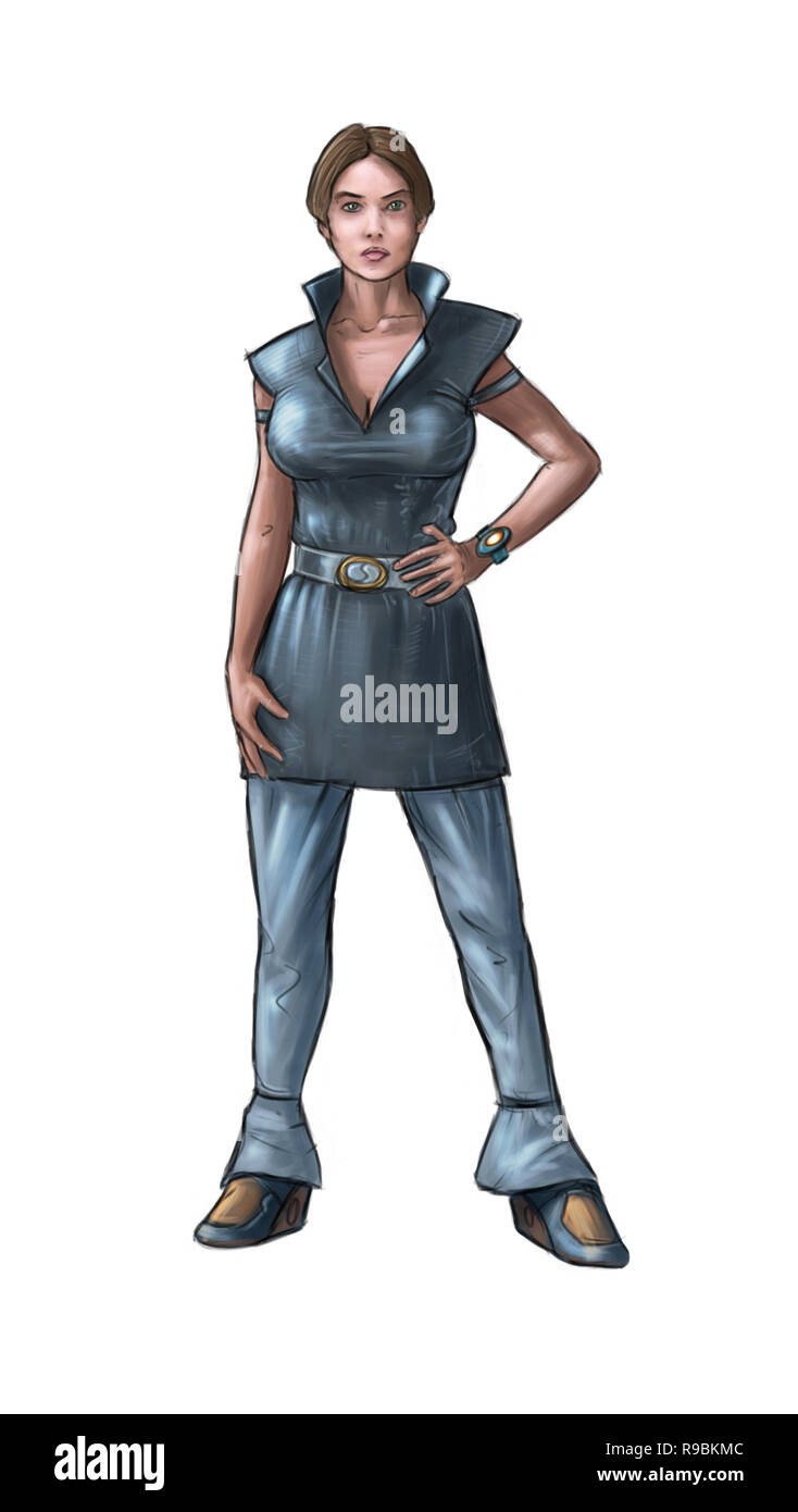 Beautiful CG Woman Wearing a Sci-fi or Cyberpunk Uniform Stock Illustration  - Illustration of dress, female: 166992095