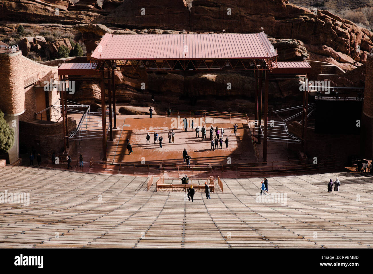 Symmetrical Landscape Portrait of Red Rock Amphitheater Stands and ...