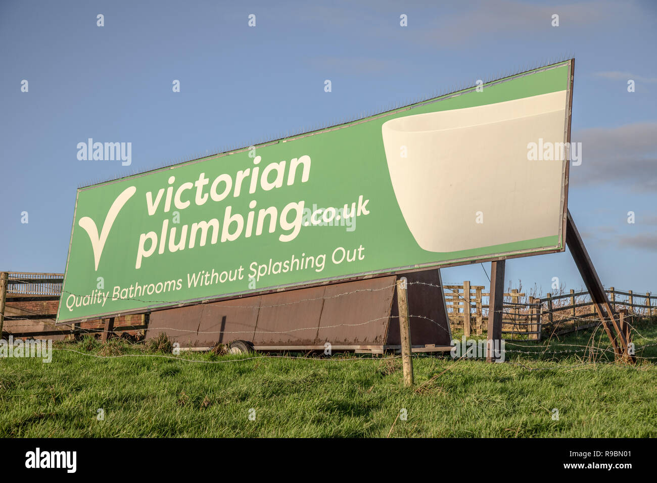 Advertising hoardings along a motorway Stock Photo