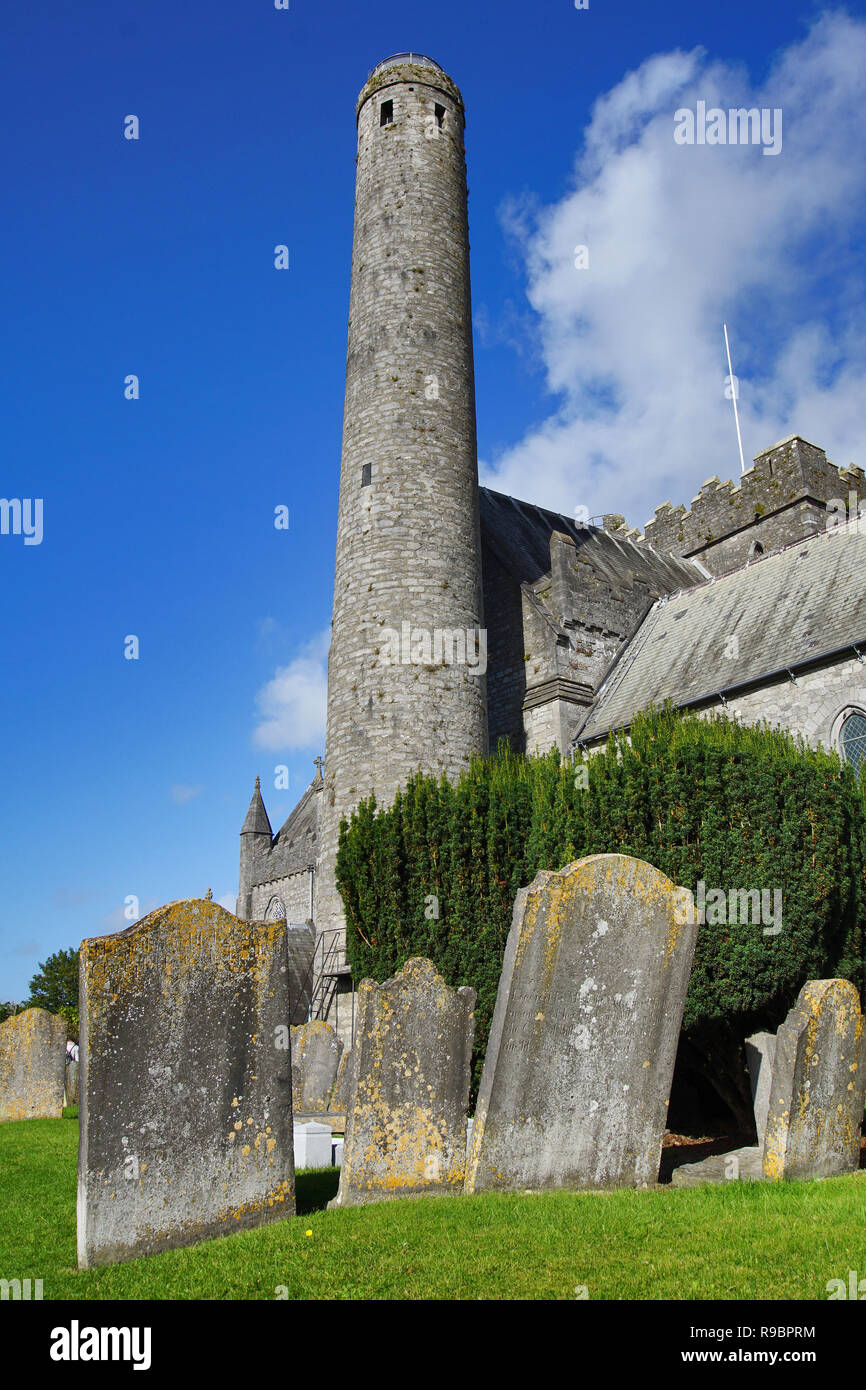 Ancient Celtic Cemetery at St Canice's Cathedral in Kilkenny - Ireland Stock Photo