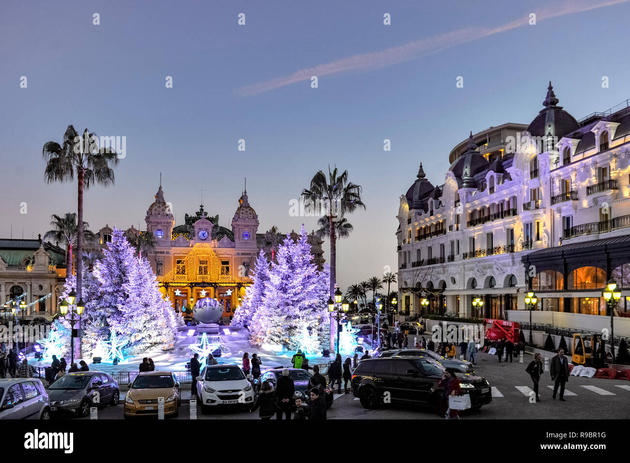 France. Principality of Monaco (98). Christmas decoration in front of Monte-Carlo Casino Stock Photo