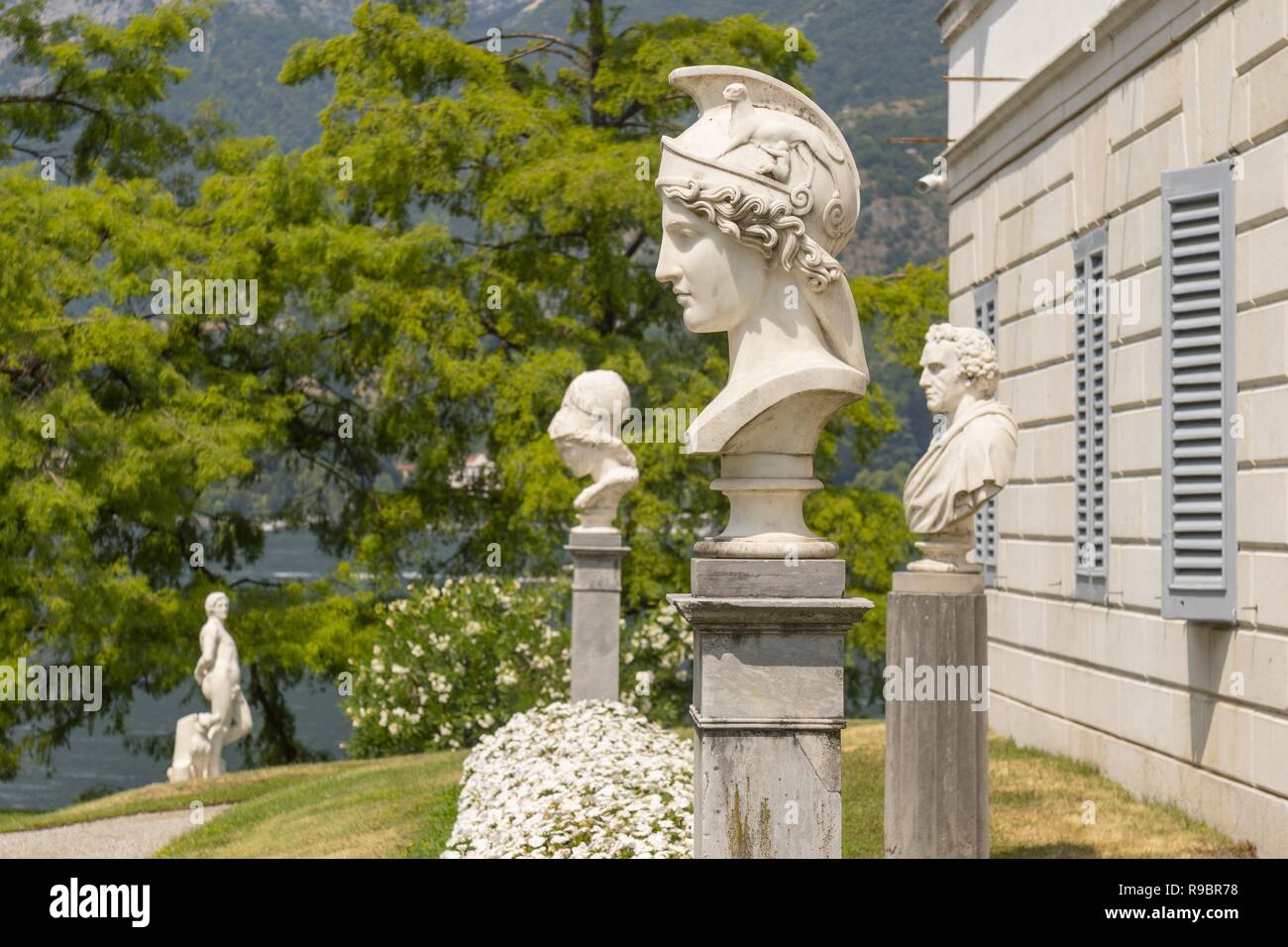 Herm of Athena in italian garden of Villa Melzi in Bellagio, Italy. Stock Photo