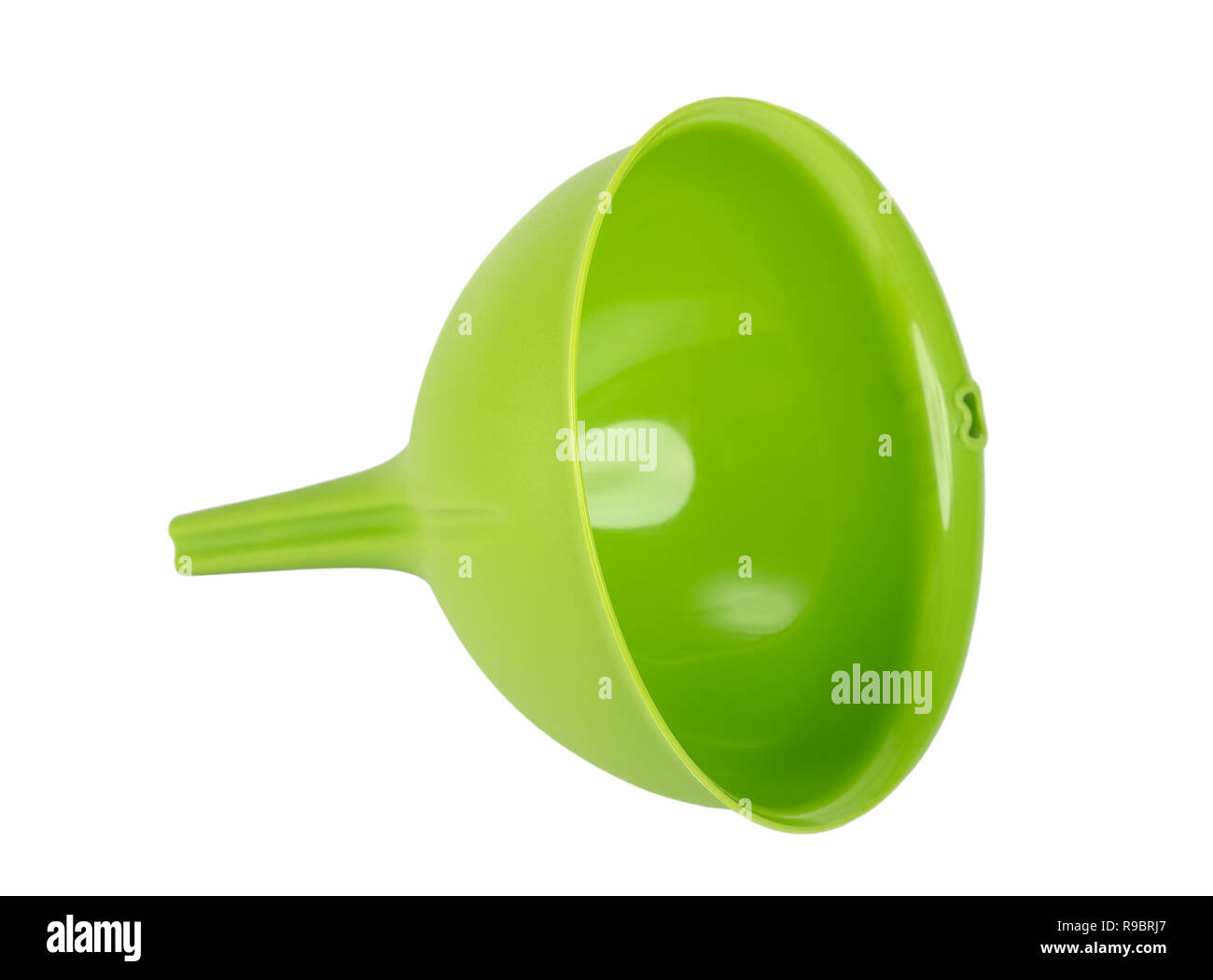 Green plastic kitchen funnel isolated on white background Stock Photo ...
