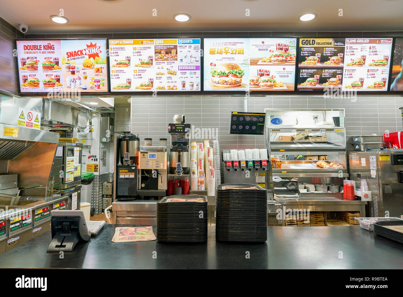 SEOUL, SOUTH KOREA - CIRCA MAY, 2017: Burger King in Seoul. Burger King is an American global chain of hamburger fast food restaurants. Stock Photo