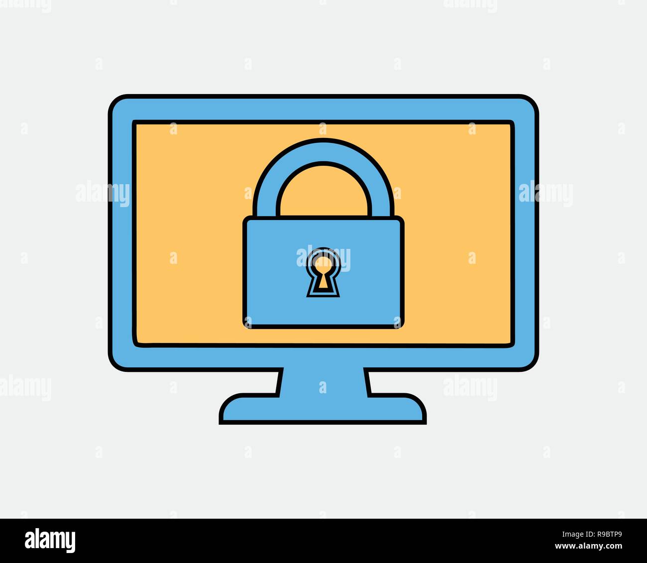 Colorful Computer Security Icon on gray background Stock Vector
