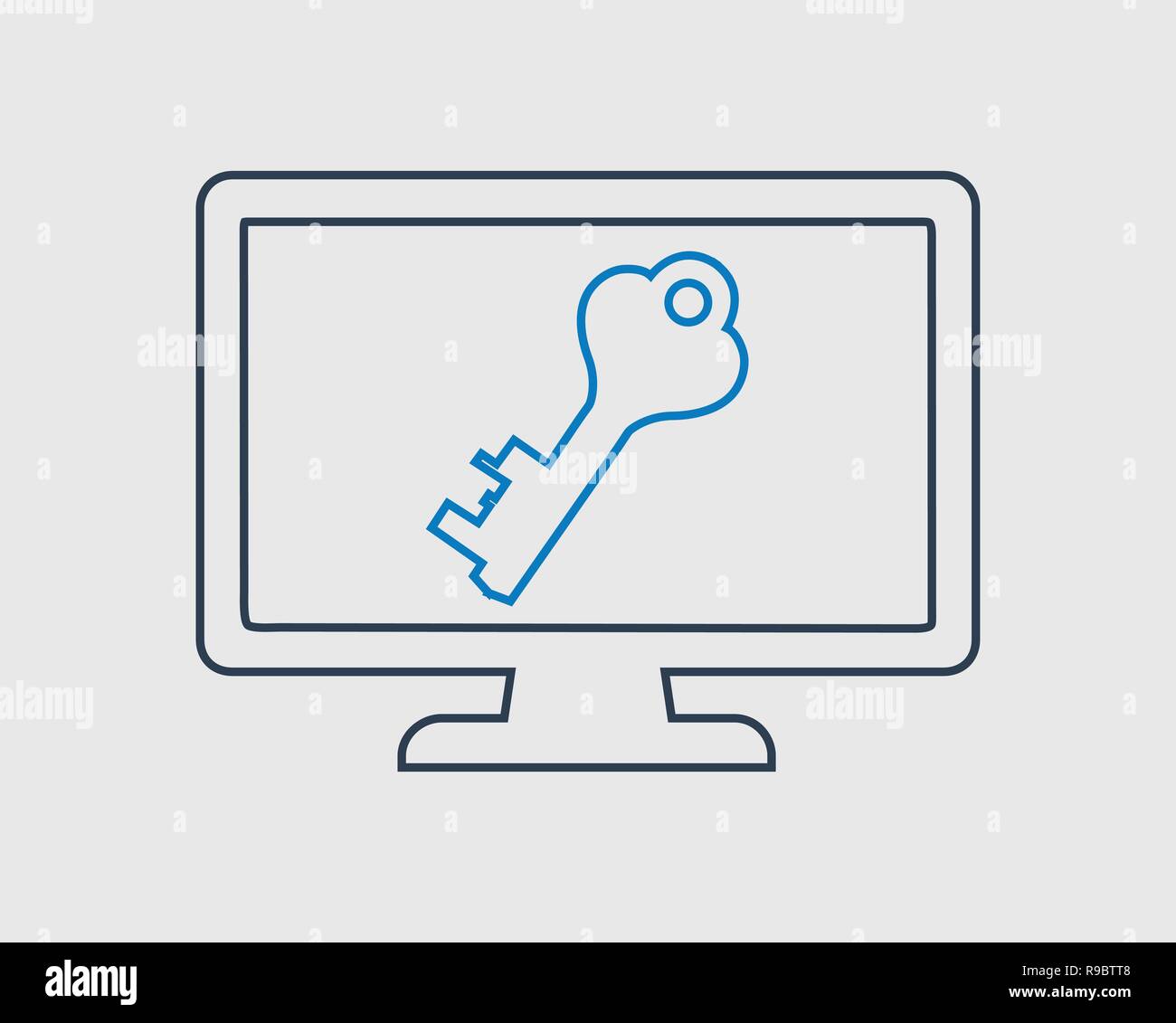 Computer security line icon. Key symbol on monitor screen Stock Vector ...