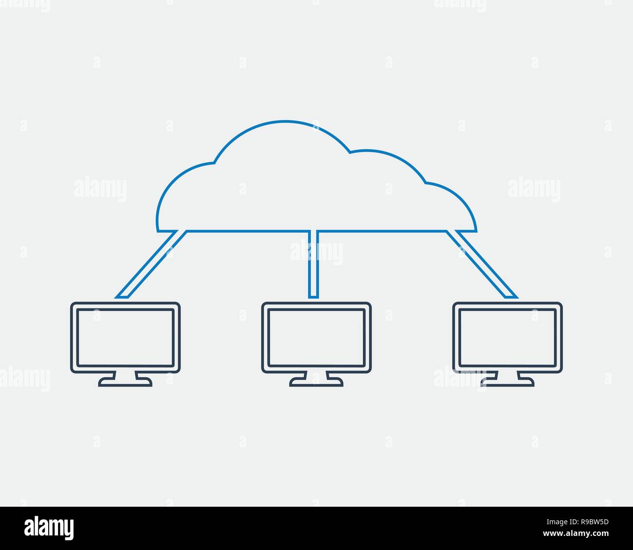 Cloud computing concept line icon on gray background. Stock Vector
