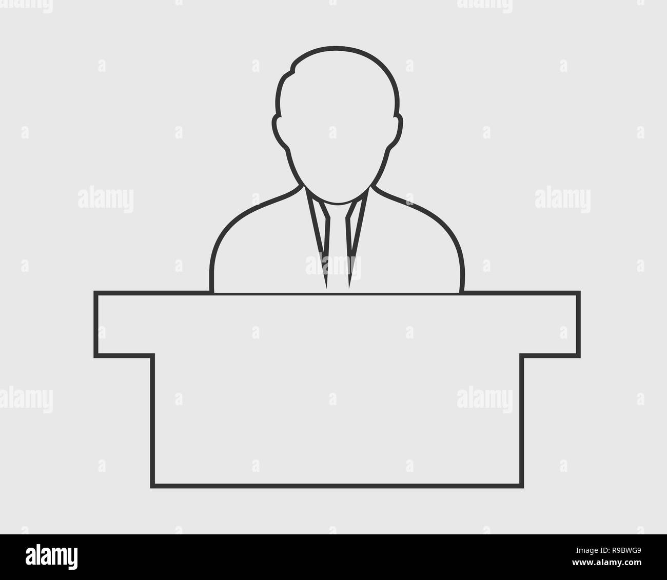 Reception line Icon. Male Symbol behind the desk. Stock Vector