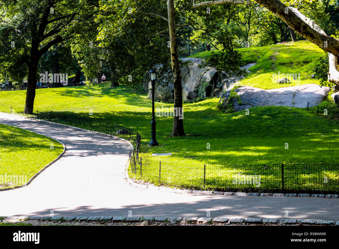 NEW YORK, USA - August 31, 2018: Landscape design in Battery Park, New York. Summer shade exploration Stock Photo