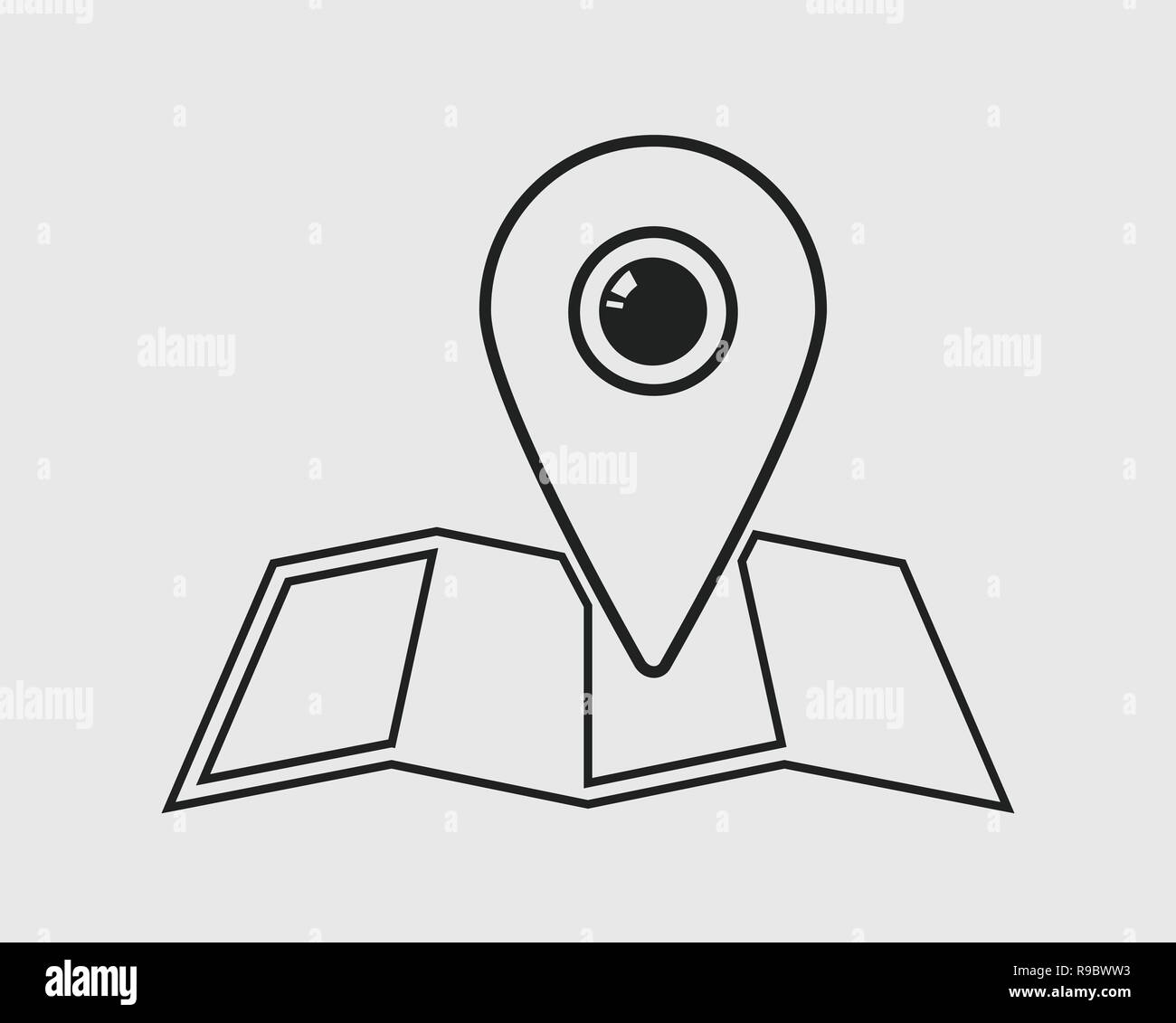 Location search doodle icon Black and White Stock Photos & Images - Alamy