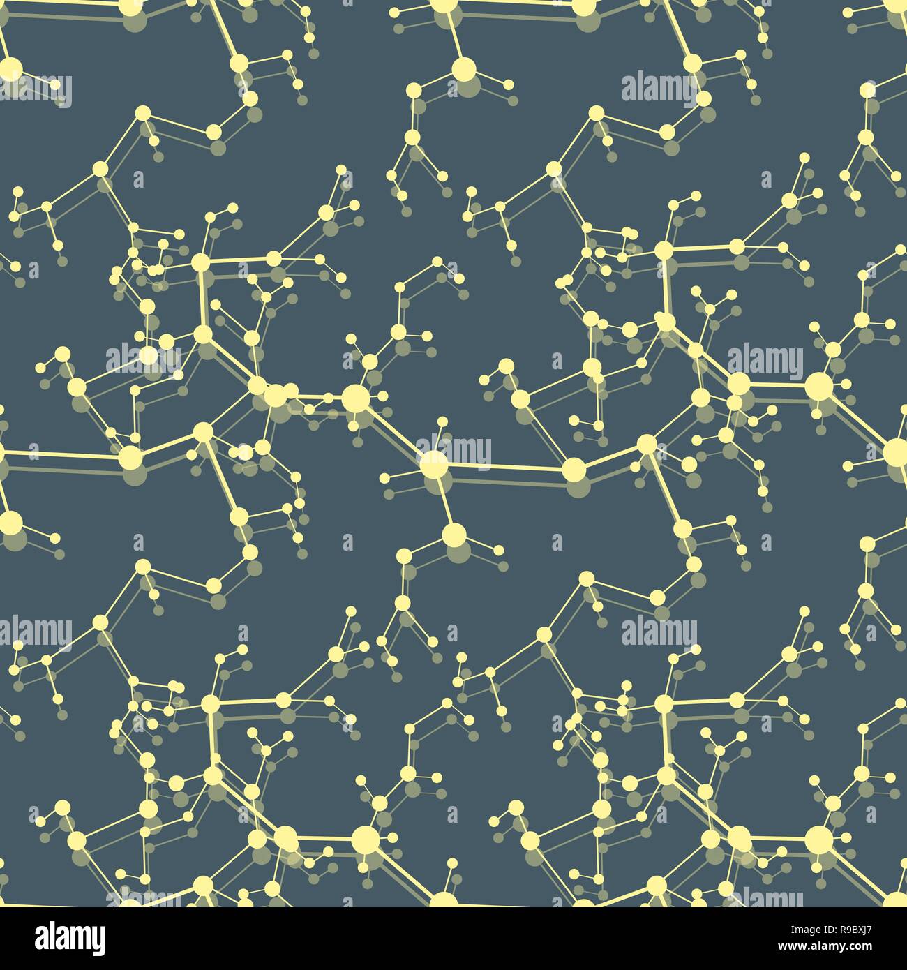 Seamless pattern with structures of molecules and communication ...